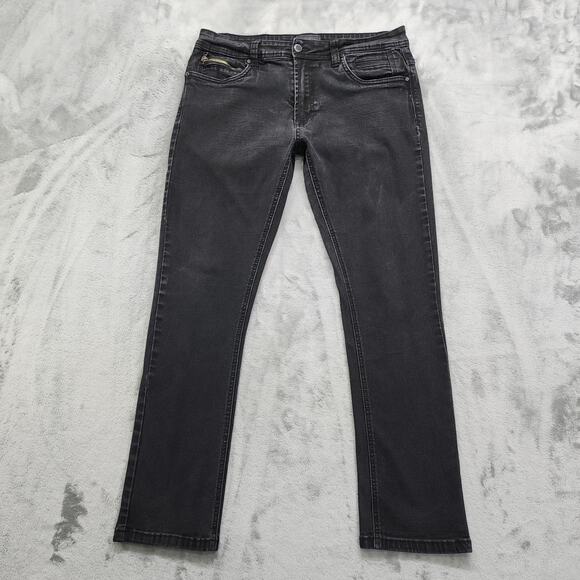 Steve's Jeans Mens 33/28.5 Washed Black Skinny Stretch Denim Zip Pocket Casual - Picture 1 of 10